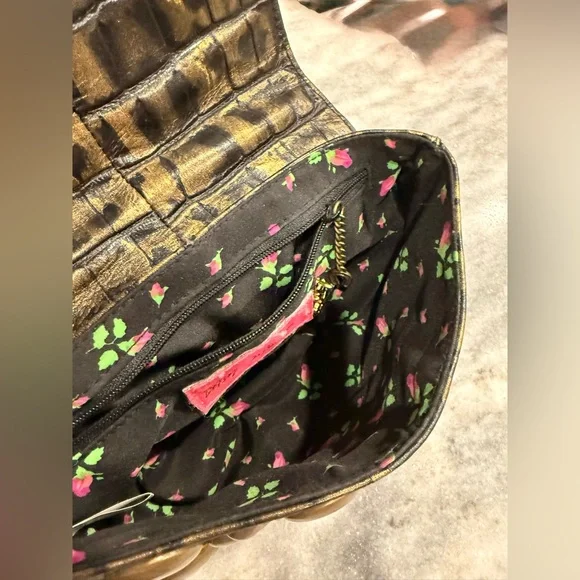 Rock out with this cool clutch by B. Johnson. Brass studs, faux alligator hide - Picture 5 of 6